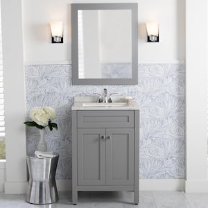 Maywell 25 in. W x 19 in. D x 38 in. H Single Sink  Bath Vanity in Sterling Gray with Silver Ash Solid Surface Top