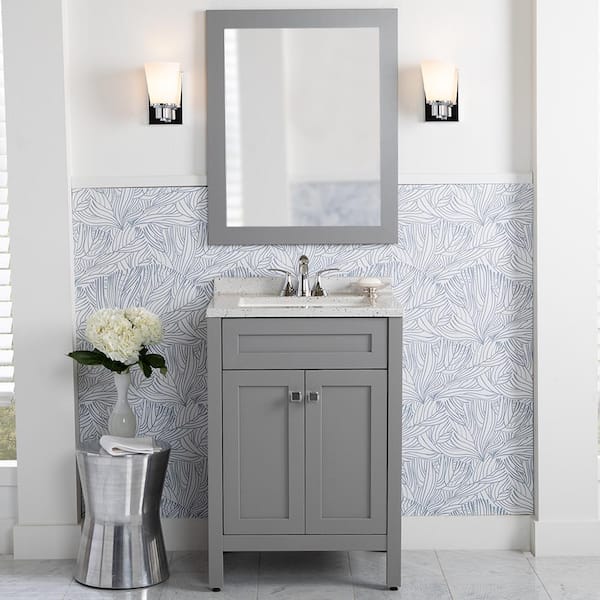 Home Decorators Collection Maywell 25 in. W x 19 in. D x 38 in. H Single Sink  Bath Vanity in Sterling Gray with Silver Ash Solid Surface Top