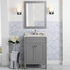 Maywell 24.5 in. W x 18.75 in. Bath Vanity in Sterling Gray with Cultured Marble Top in Silver Ash with White Sink