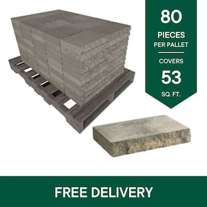 12 in. x 2 in. x 8 in. Tan Charcoal Concrete Retaining Wall Cap (80-Piece Pallet)