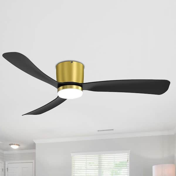 Breezary Propeller 52 in. Indoor Black-Blade Gold Hugger Ceiling Fan ...