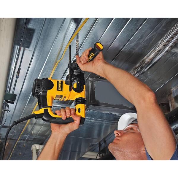 DEWALT - 8 Amp 1 in. Corded SDS-plus L-Shape Concrete/Masonry Rotary Hammer with SHOCKS, Case and Bonus 4-1/2 in. Angle Grinder