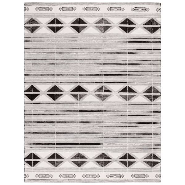 Ebony 8 ft. x 10 ft. Ivory/Gray Tribal Area Rug