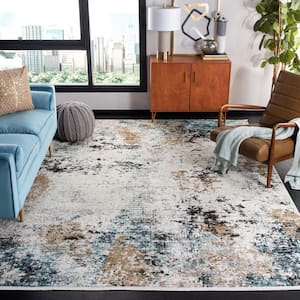 Shivan Ivory/Gray 9 ft. x 12 ft. Distressed Geometric Area Rug