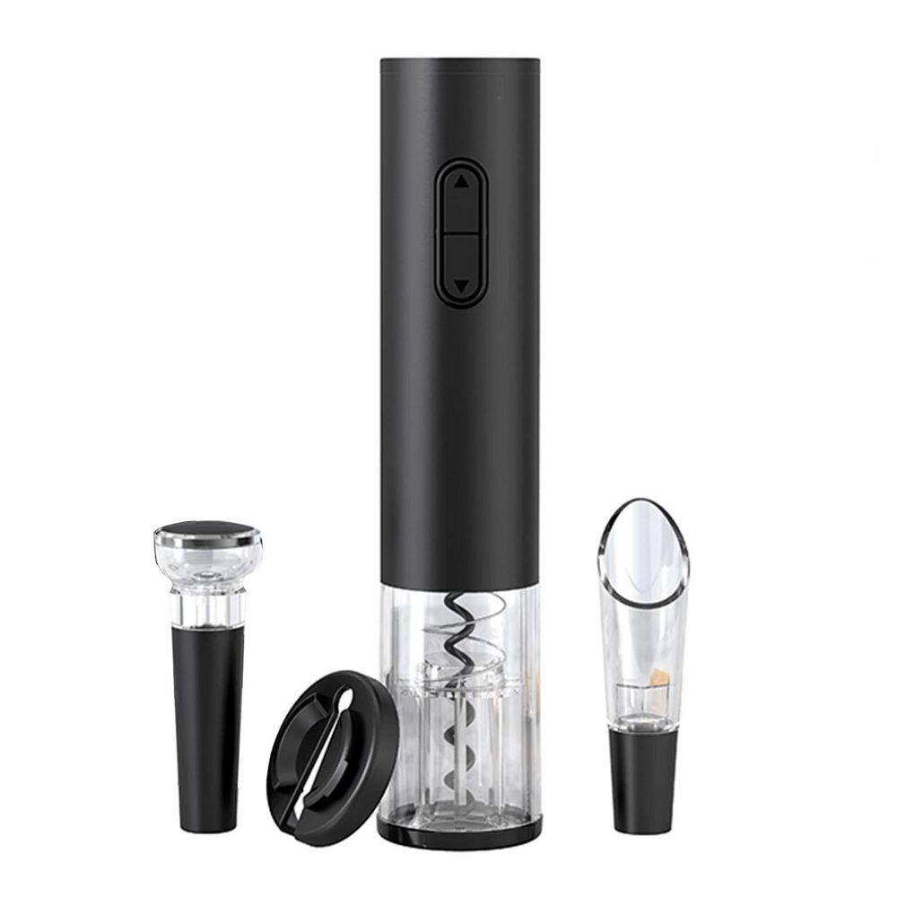 Modern Black Electric Wine Opener Kit Battery Operated with Foil Cutter Wine Aerator Pourer Vacuum Stopper price history on PriceWatchPro