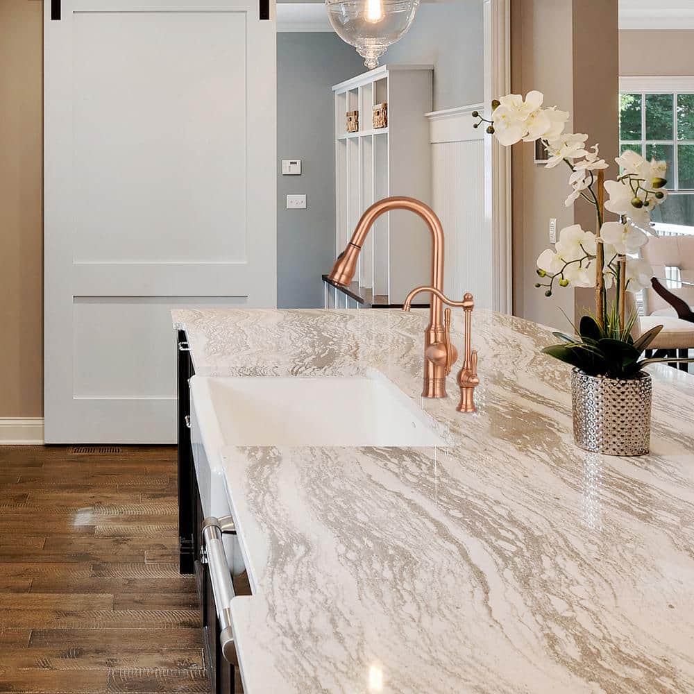 Copper Pull-Down Sprayer Kitchen Faucet with Lever Handle