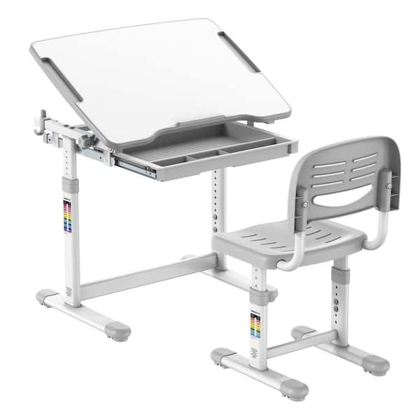 mount-it! Grey Kid's Desk and Chair Set for Ages 3-10