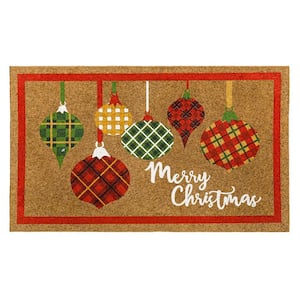 Ornament Tradition Border Faux Coir 18 in. x 30 in. Holiday Door Mat