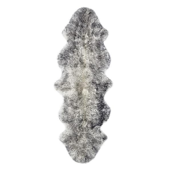 New Zealand Gradient Grey 2 ft. x 6 ft. Double Sheepskin Runner Rug