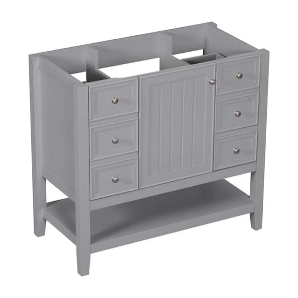 grossag 35.5 in. W x 18 in. D x 32.9 in. H Bath Vanity Cabinet without Top in Gray, three Drawers