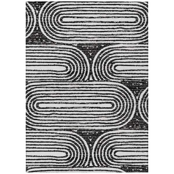 Addison Rugs Chantille ACN540 Black 8 ft. x 10 ft. Machine Washable Indoor/Outdoor Geometric Area Rug