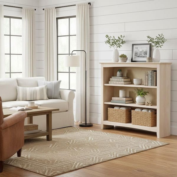36 in. H Unfinished Solid Wood 3-Shelf Standard Bookcase
