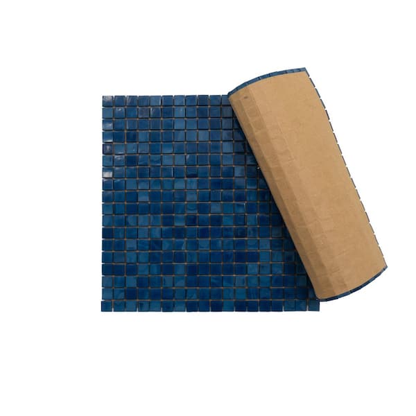 Skosh 11.6 in. x 11.6 in. Glossy Navy Blue Glass Mosaic Wall and Floor Tile (18.69 sq. ft./case) (20-pack)