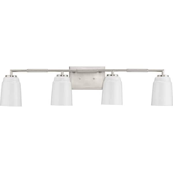 Progress Lighting Spenser Collection 4-Light Brushed Nickel Industrial Vanity Light