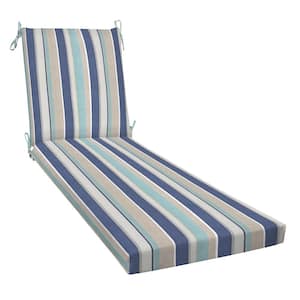Outdoor Chaise Lounge Chair Cushion Stripe Blue and Beige