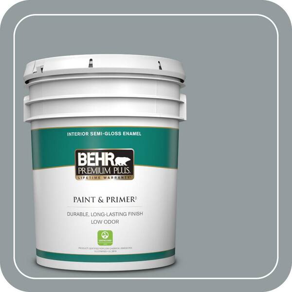 BEHR PREMIUM PLUS 5 gal. #720F-4 Stone Fence Semi-Gloss Enamel Low Odor Interior Paint & Primer