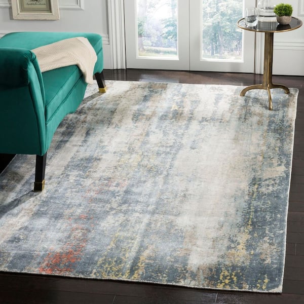 Mirage 6 ft. x 9 ft. Blue/Gray Distressed Striped Marle Area Rug