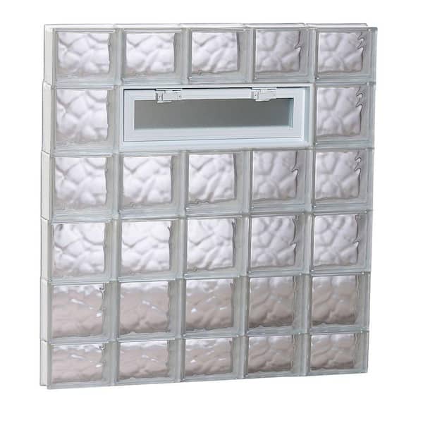 Clearly Secure 38.75 in. x 36.75 in. x 3.125 in. Frameless Wave Pattern Vented Glass Block Window
