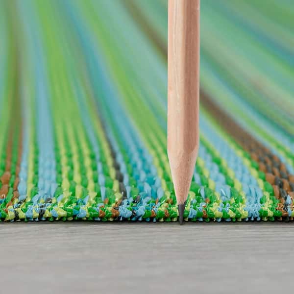 Sunset Green 8 ft. x 10 ft. Stripe Indoor/Outdoor Area Rug