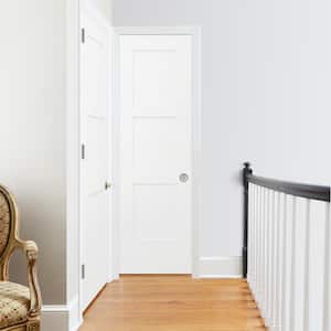 24 in. x 80 in. Birkdale White Paint Left-Hand Smooth Solid Core Molded Composite Single Prehung Interior Door