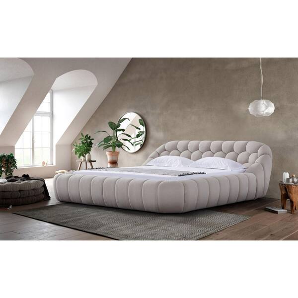 Divani Casa Yolonda Modern Beige Wood Frame Queen Platform Bed