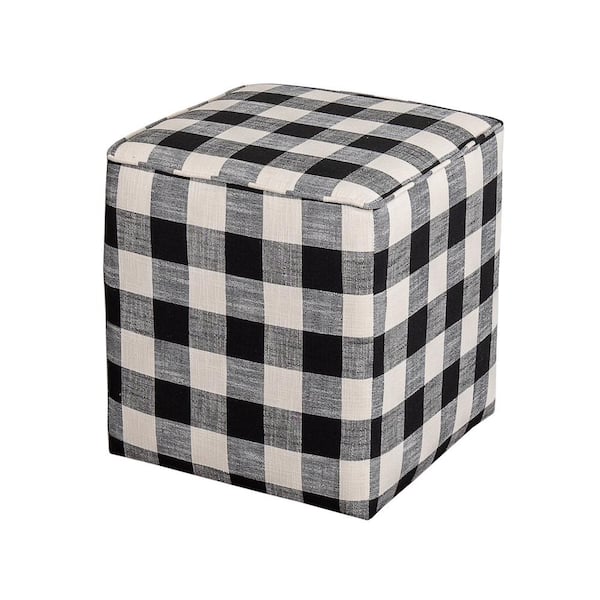 Leffler Home Harper Upholstered Cube Ottoman in Blake Raven