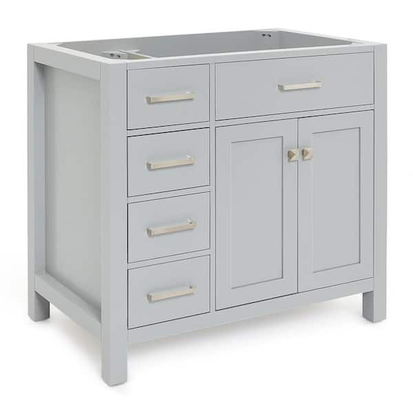 Bristol 36 in. W x 21.5 in. D x 34.5 in. H Freestanding Bath Vanity Cabinet without Top in Grey