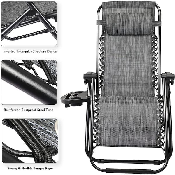 EKDJKK Chair Replacement Fabric, Anti Gravity Lounge Chair Cloth with  Ropes, Chair Accessories Bungee Elastic Patio Recliner Chair(Black Grey)