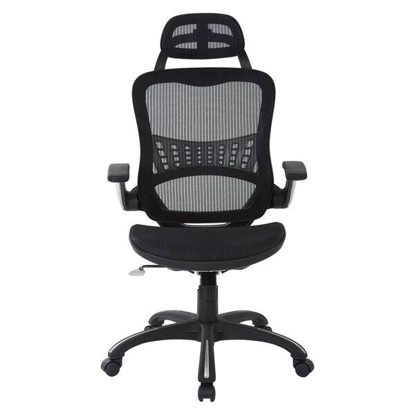Office Star Products Black Vertical Chair with Nylon Arms and Headrest