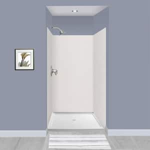 Expressions 48 in. x 48 in. x 72 in. 3-Piece Easy Up Adhesive Alcove Shower Wall Surround in White