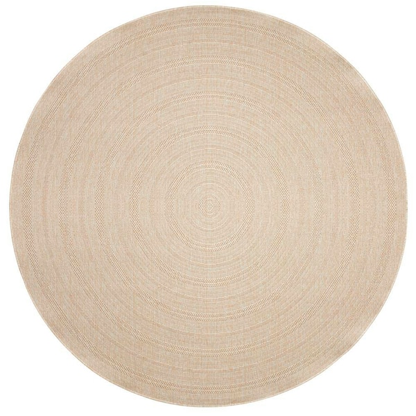 Tulum Cream 8 ft. Round x 8 ft. Linear Contemporary Round Area Rug