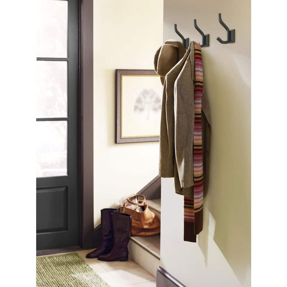 Matte Black Metal Double Prong Decorative Wall Hook
