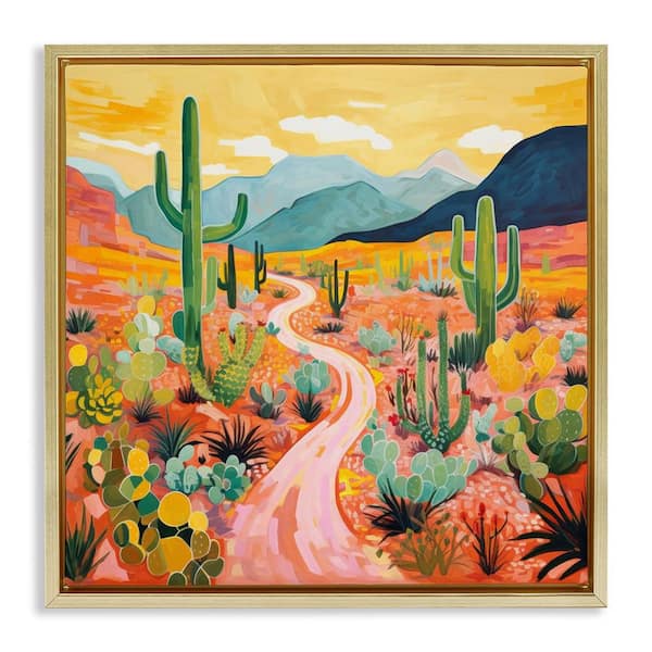 Stupell Industries Sunrise over Desert Path by LSR Design Studio Gold Floater Frame Nature Graphic Art Print 25 in. x 25 in.