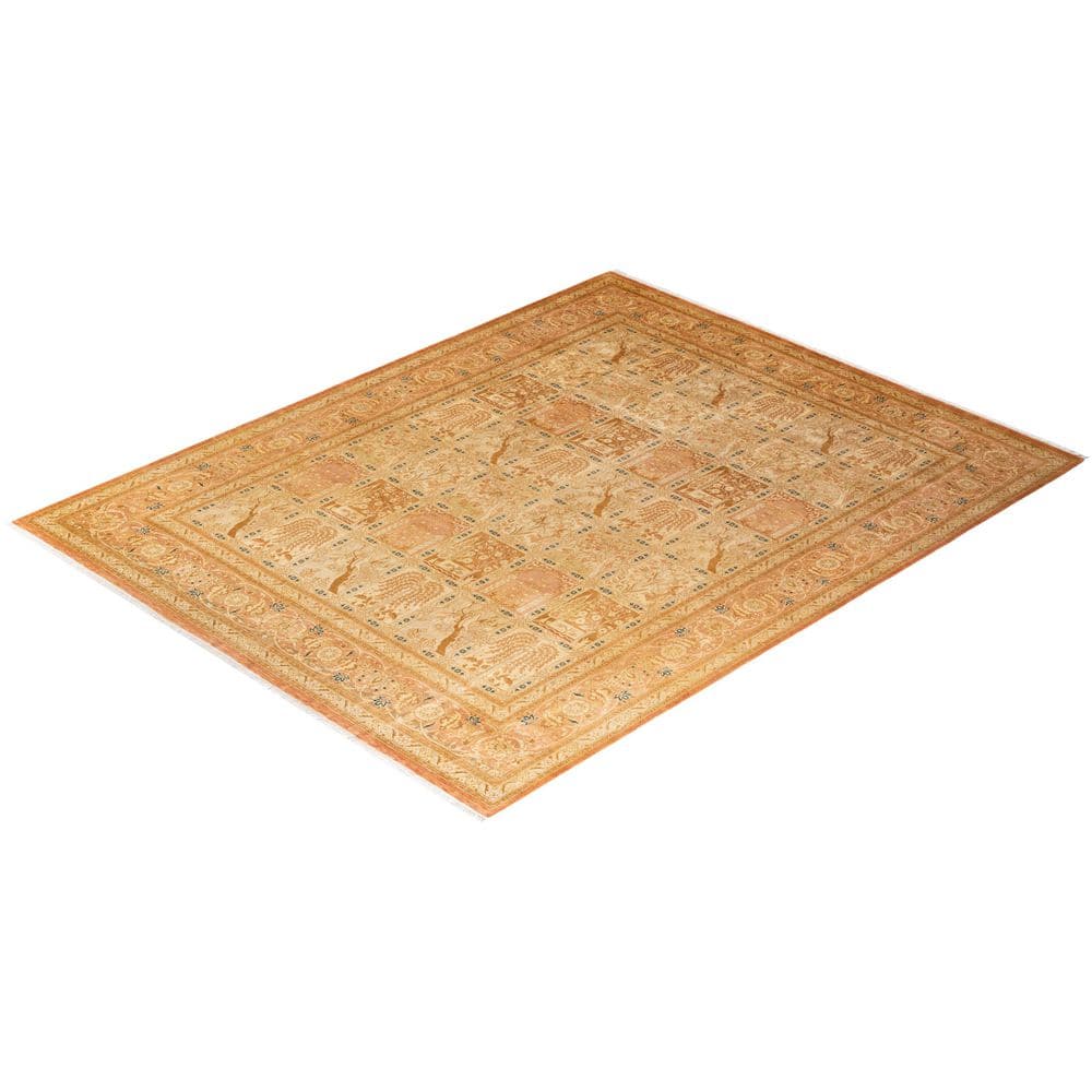 Handmade Traditional Red and Tan Wool 8' x 10' Area Rug