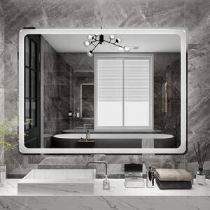 40 in. W x 30 in. H Rectangular Frameless Wall LED Bathroom Vanity Mirror with Dimmable Smart Touch Button in Silver