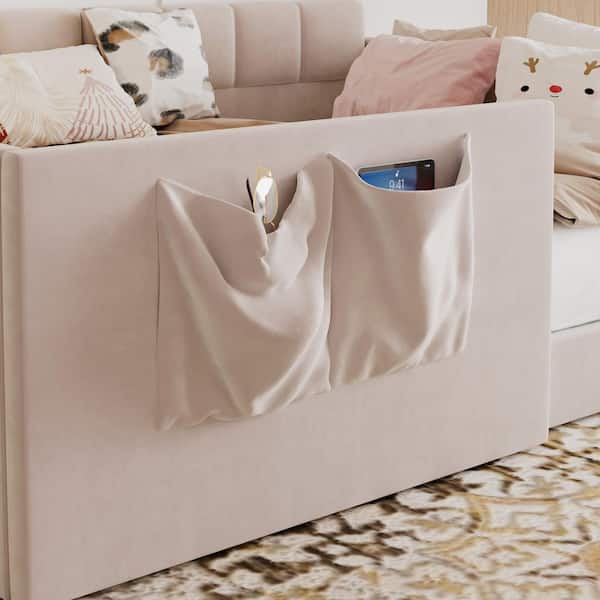 Harper & Bright Designs Pink Full Size Velvet Upholstered Daybed