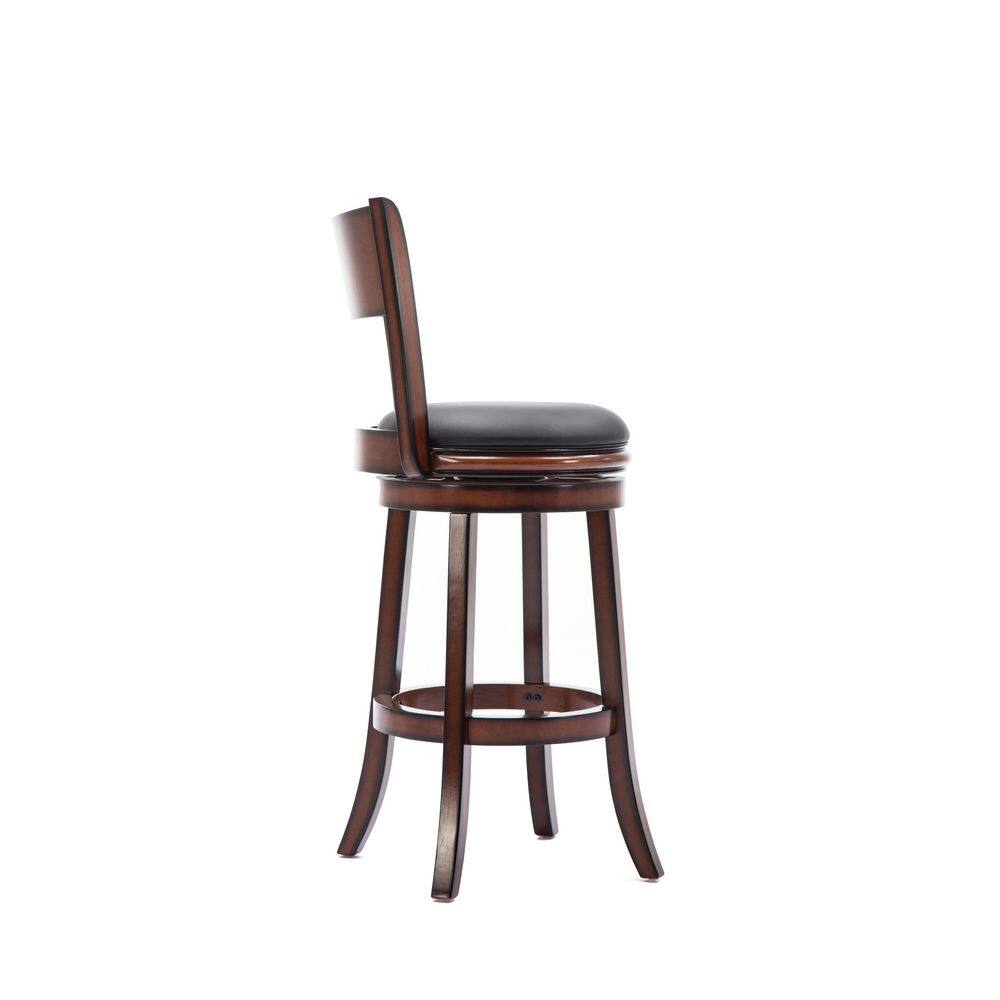 Palmetto 29" Brandy Brown Leather Swivel Counter Height Barstool
