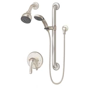Origins 1-Handle 1-Spray Shower Trim with Hand Shower in Satin Nickel - 1.5 GPM (Valve not Included)