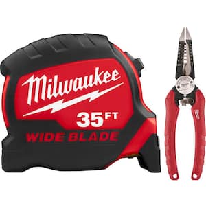 35 ft. x 1.3 in. W Blade Tape Measure with 6-in-1 Wire Stripper Pliers