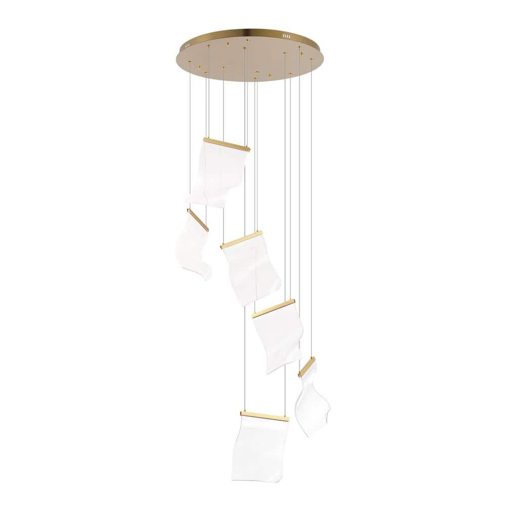EdgeOr 6-Light Integrated LED Gold Chandelier Modern Luxury Pendant for Sta