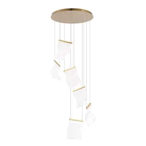 EdgeOr 6-Light Integrated LED Gold Chandelier Modern Luxury Pendant for Stairway Staircase