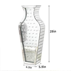 28 in. Tall Silver Handmade Glass Floor Vase