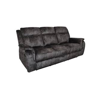82 in Slope Arm Fabric Rectangle Dual Manual Recliners Sofa in. Gray