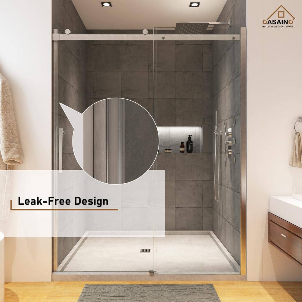 Nickel 48" x 76" Frameless Sliding Shower Door