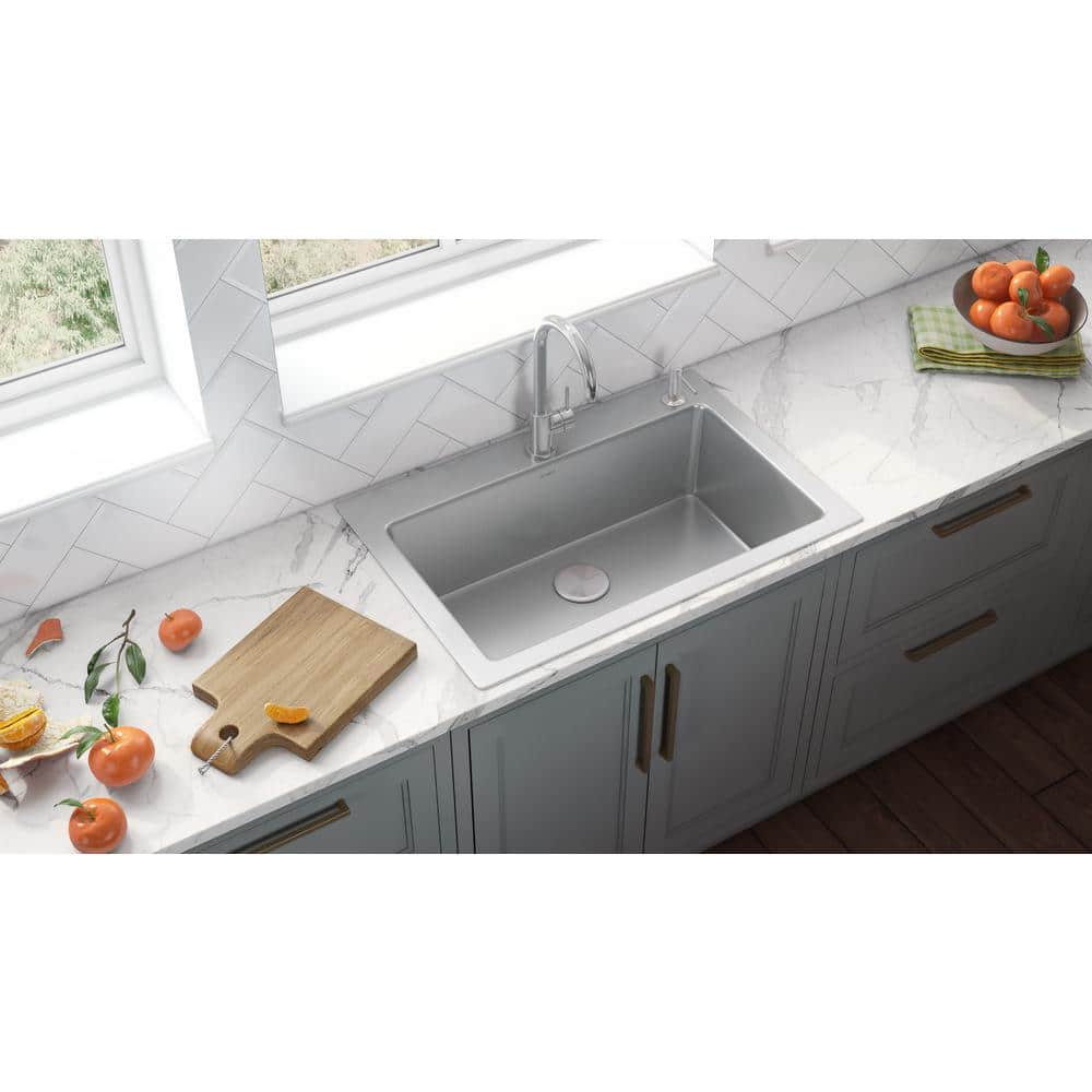 Ruvati 33 x 22 Inch Stainless Steel Drop-In Single Bowl Kitchen Sink