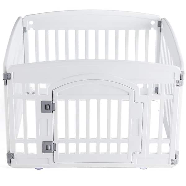 Unbranded Dog Playpen, 24 in. H 4 Panels Fence Indoor Outdoor Plastic Foldable Dog Kennel Dog Pen with Door