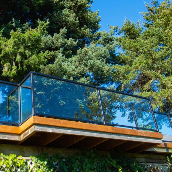 Peak Aluminum Railing 36-5/16 in. H x 57 in. W Aluminum Deck Railing Clear Tempered Glass Panel for 42 in. High System