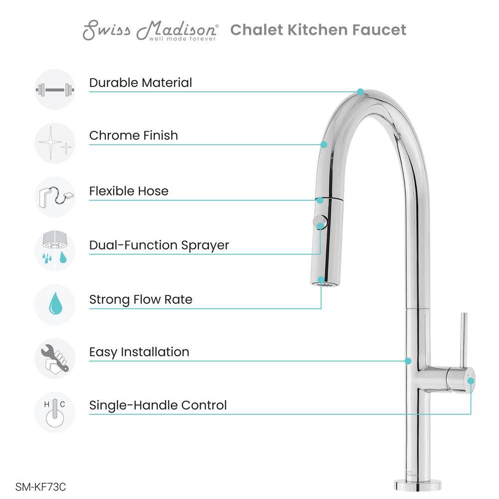 Chalet Chrome Single Handle Pull-Down Kitchen Faucet