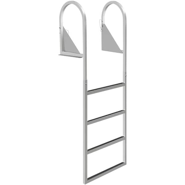 VEVOR Dock Ladders 4 Step 350 lbs Capacity Flip Up Aluminum pontoon boat ladder with Rubber Mat for Above Ground Pool