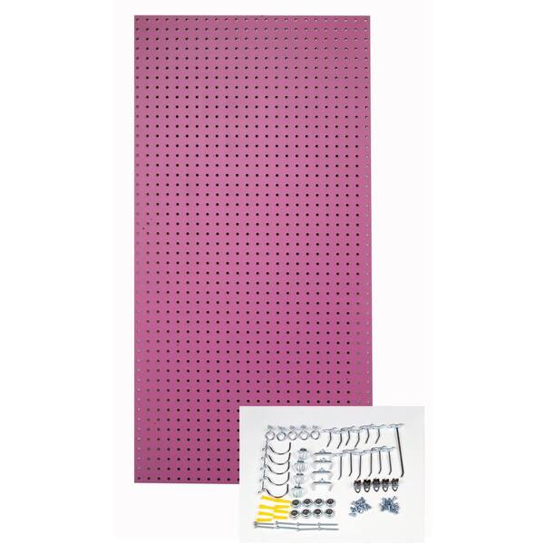Triton 1/4 in. Custom Painted Wild Orchid Pegboard Wall Organizer with Locking Hooks (36-Piece)